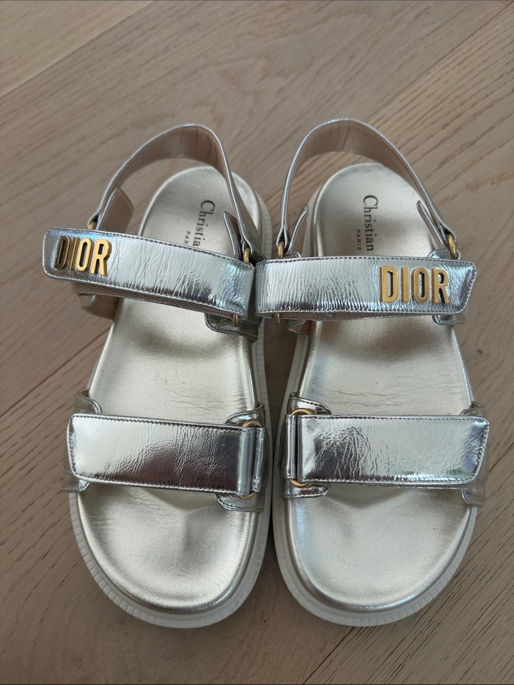 Dior Gold Logo Strap Sandals